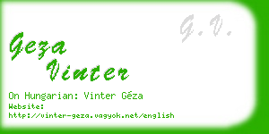 geza vinter business card