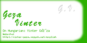 geza vinter business card